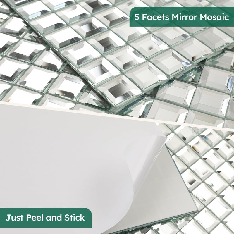 Diflart Mirror Glass Mosaic Tile Crystal Diamond Mosaic Tile 0.51x0.34 Inch Sample - Image 4